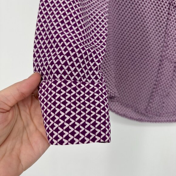 Equipment Femme Lynn‎ Plum Purple Geometric Print Silk Blouse Size Small - Picture 4 of 11